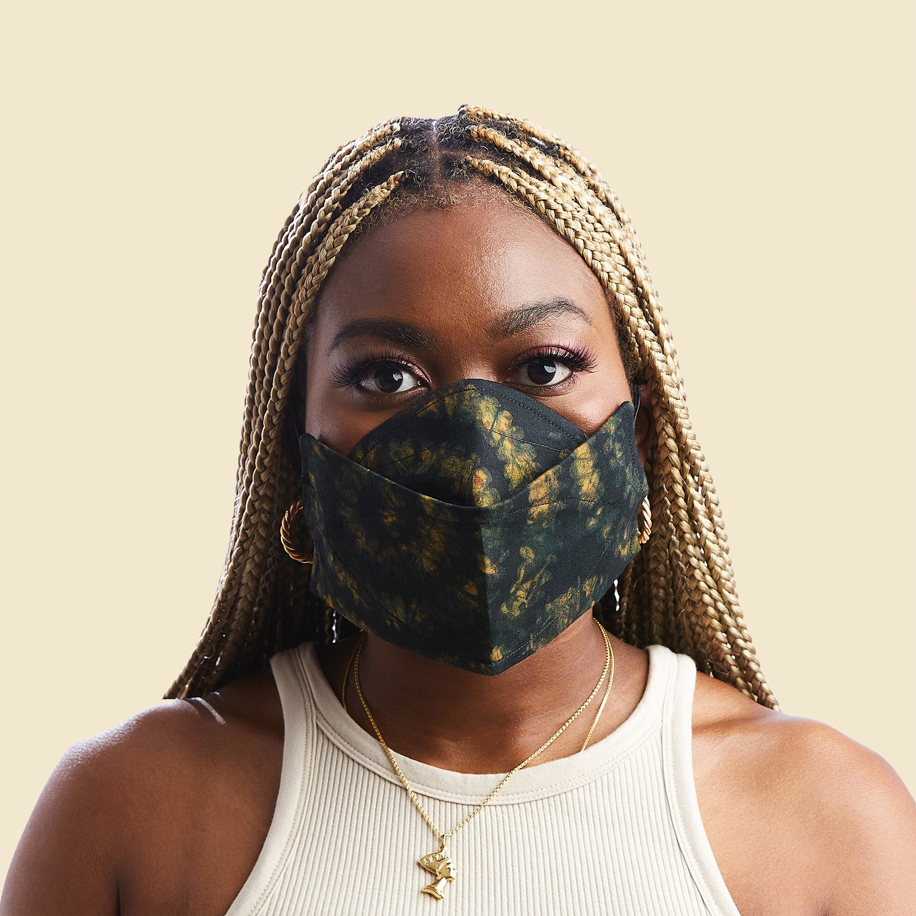 Kaiem Hand-Dyed Batik Winged Face Mask